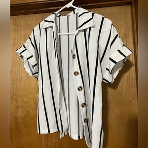 Striped Button Top